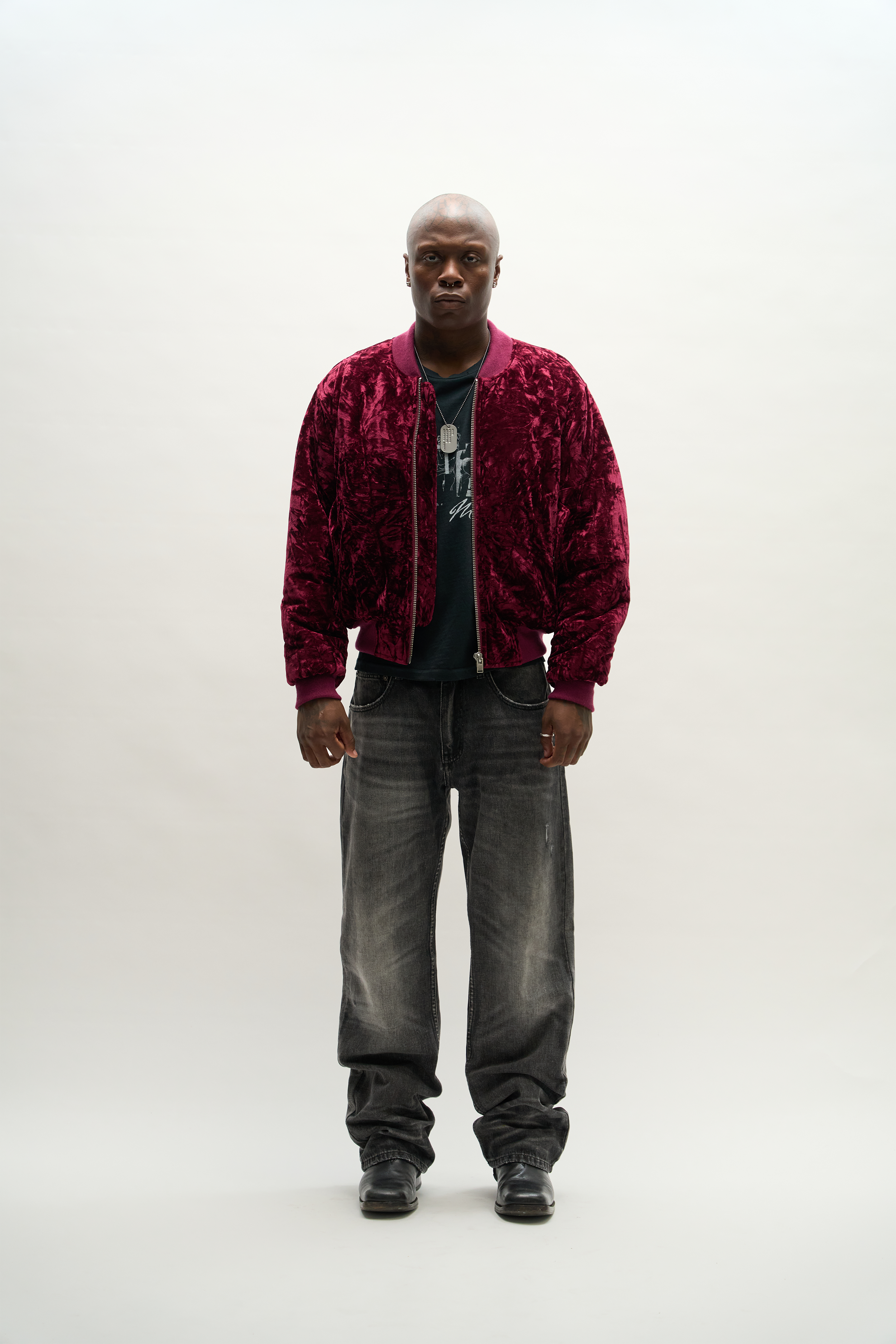 CRUSHED VELVET BOMBER [MERLOT]