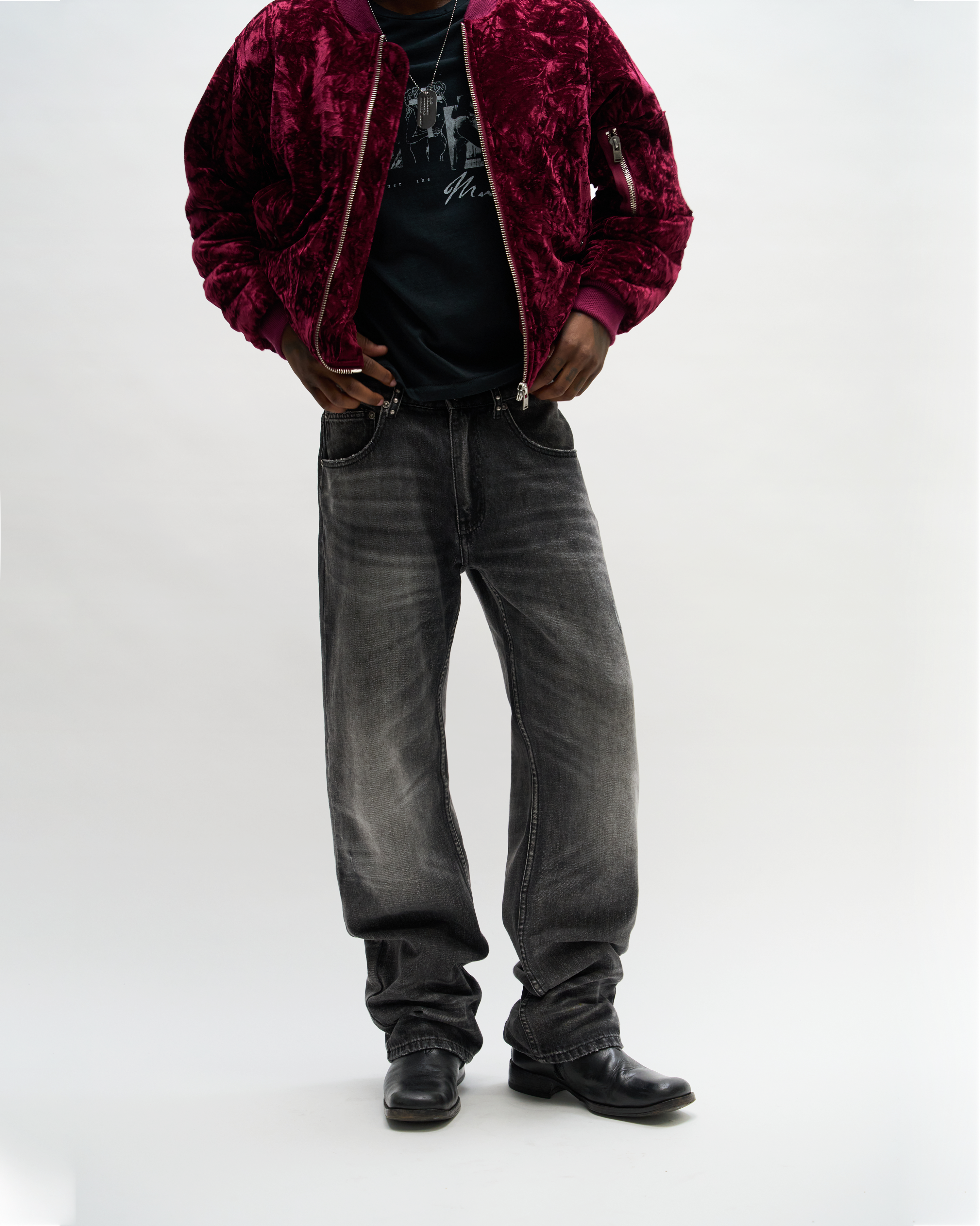 CRUSHED VELVET BOMBER [MERLOT]