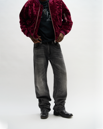 CRUSHED VELVET BOMBER [MERLOT] – VAGUE Studios