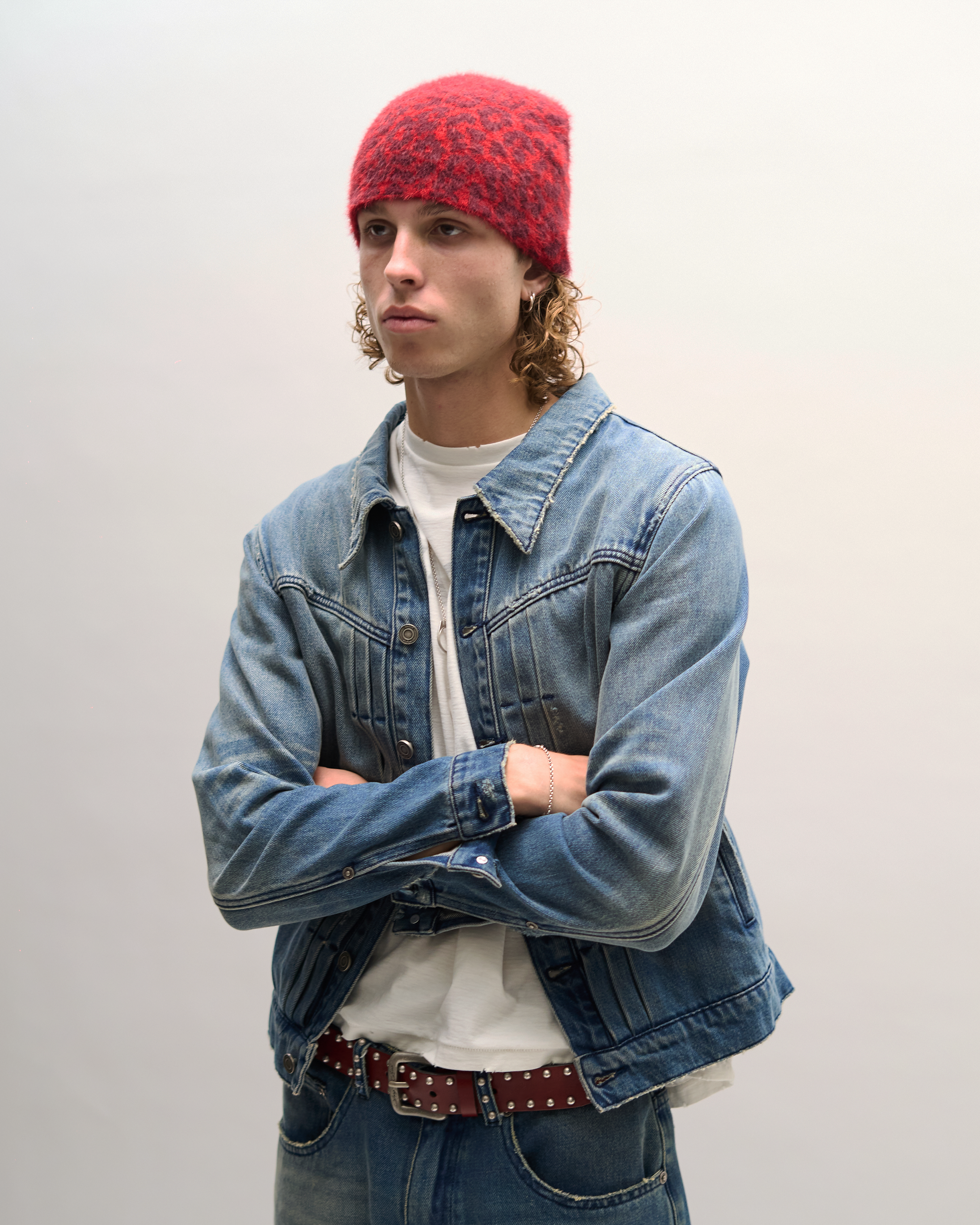 LEOPARD SHAG BEANIE [MAROON]