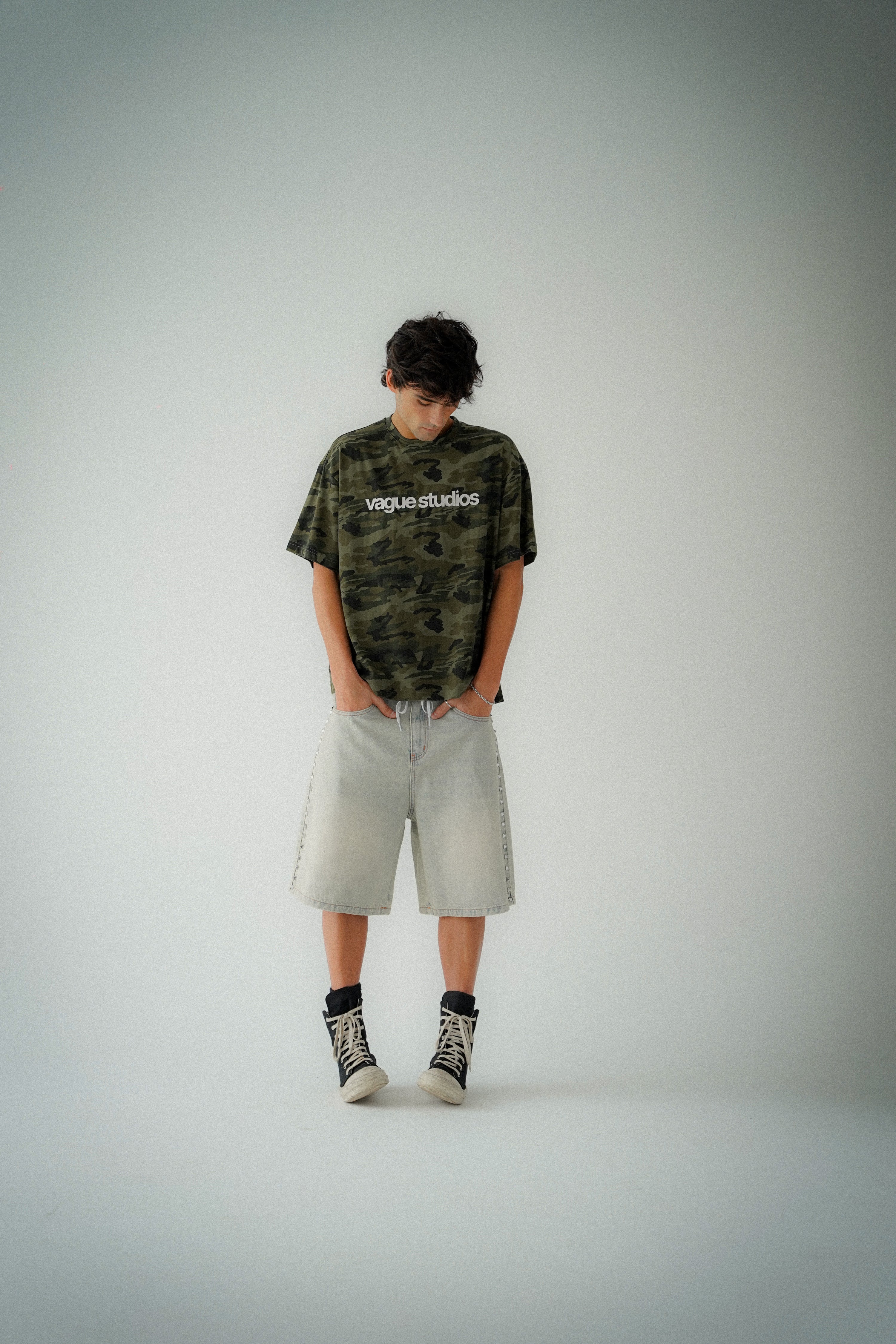 '85 STUDDED JORTS [LIGHT WASH]