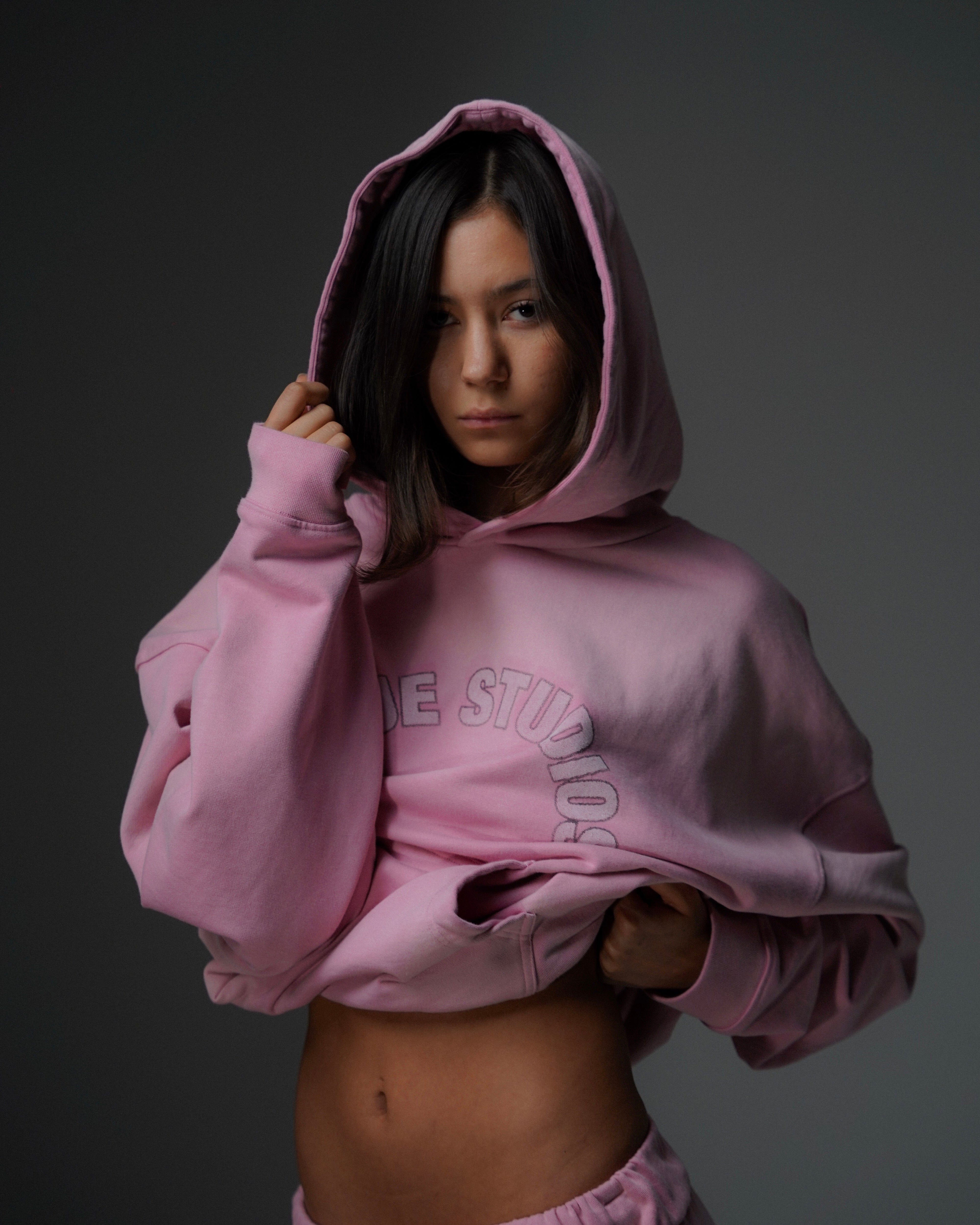 peate sweat pink トレーナー　スウェット Baby Pink Sports Women Set, Hoodie With Drop Crotch Pants