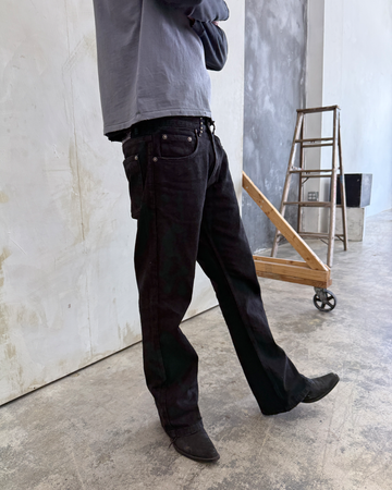 パンツ black wax coating boots cut denim LIGHT WAXED BOOTCUT DENIM [BLACK] – VAGUE Studios