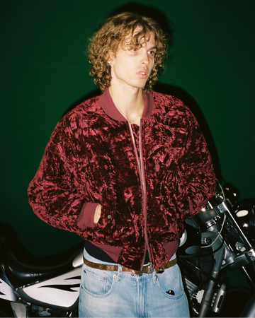 CRUSHED VELVET BOMBER [MERLOT] – VAGUE Studios