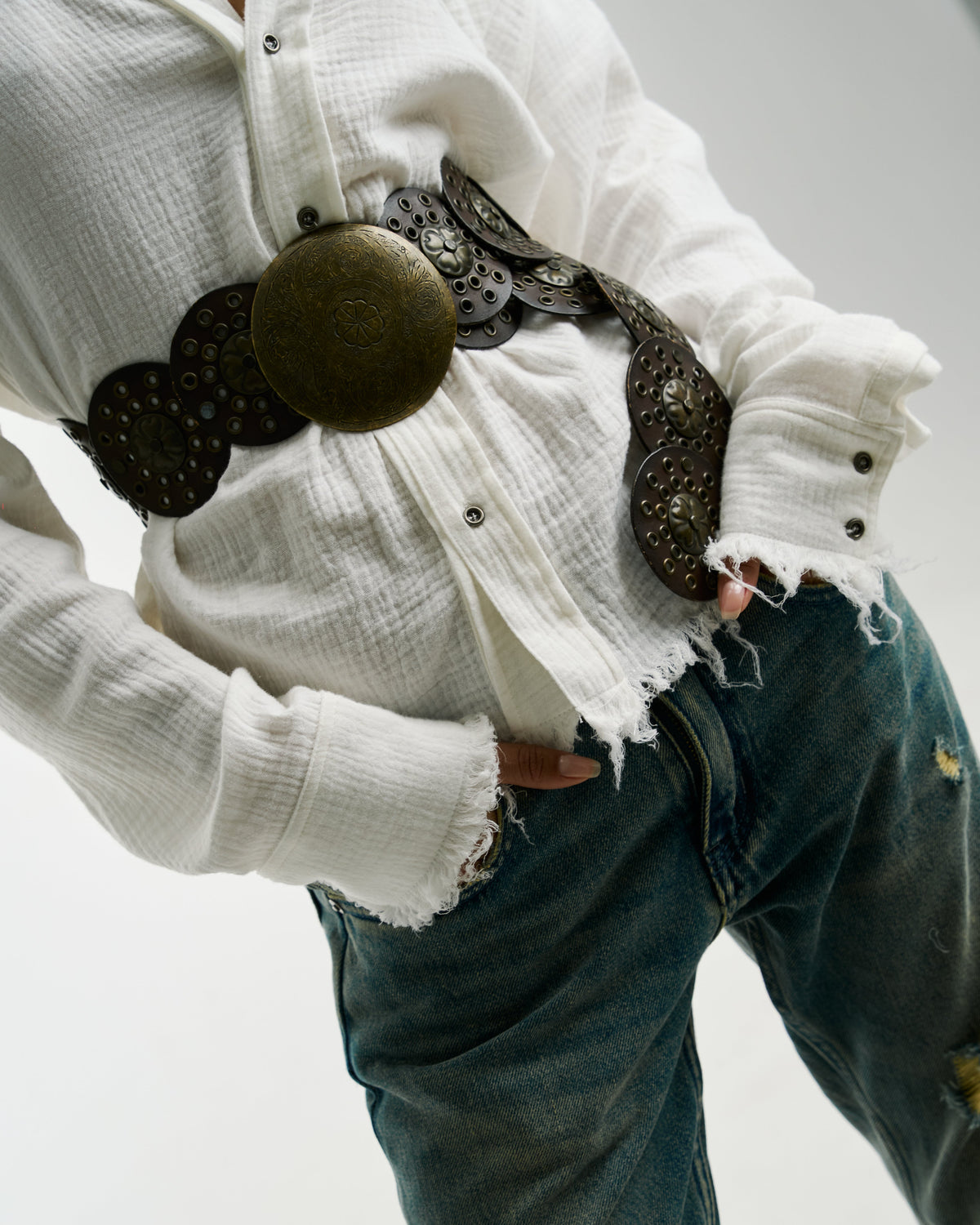 GAUZE BUTTON-UP [WHITE]