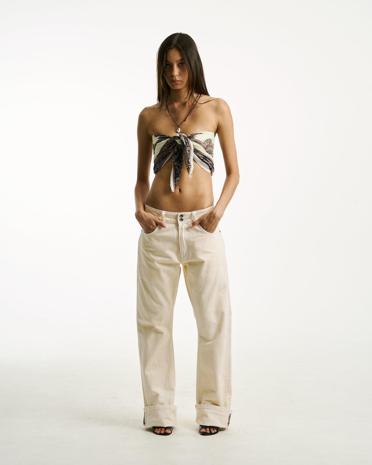 Cigarette Bootcut Denim Off White by Vague Studios – unisex jeans, view 13 of 14