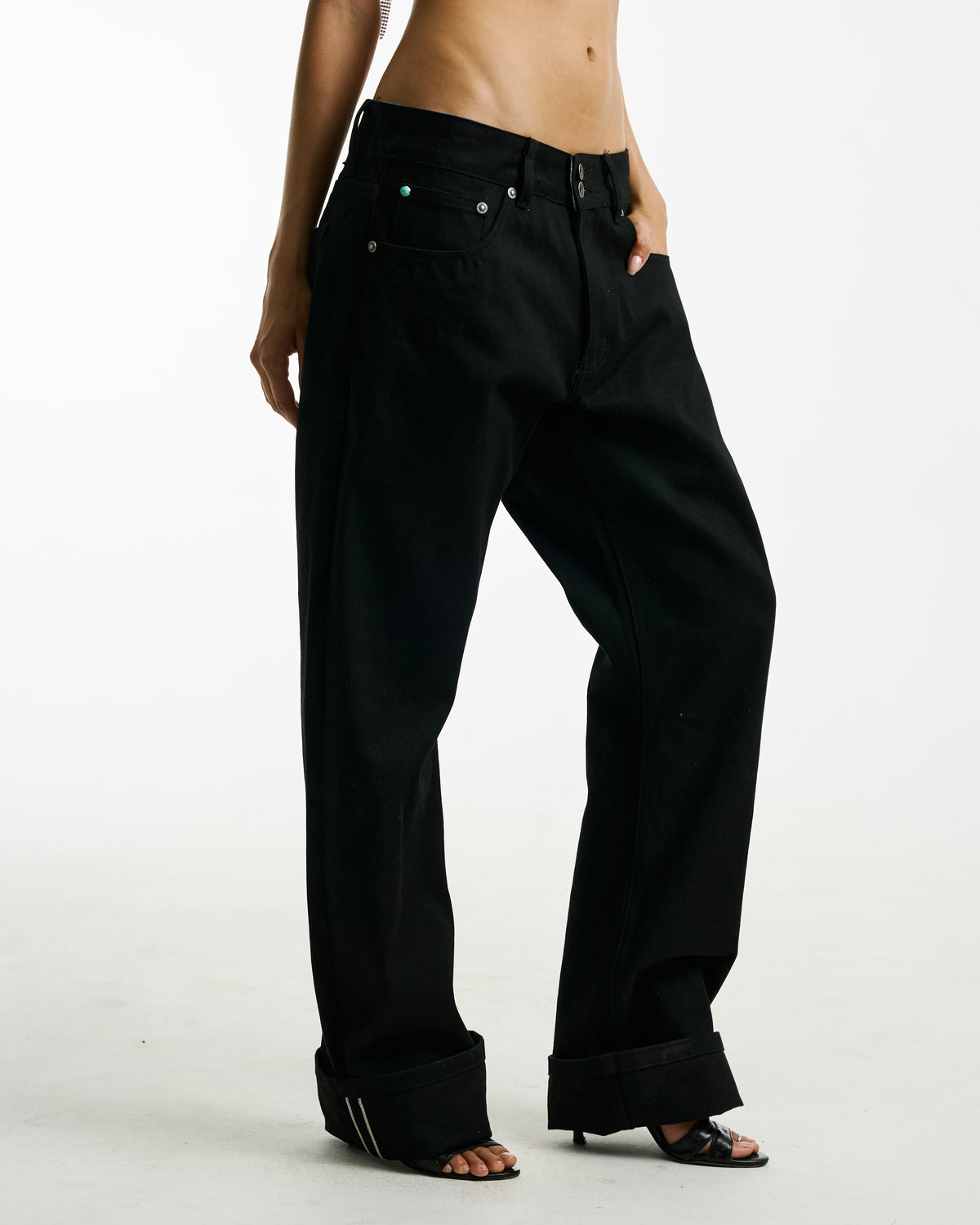 Selvedge Cigarette Bootcut Denim Black by Vague Studios – unisex jeans, view 6 of 14