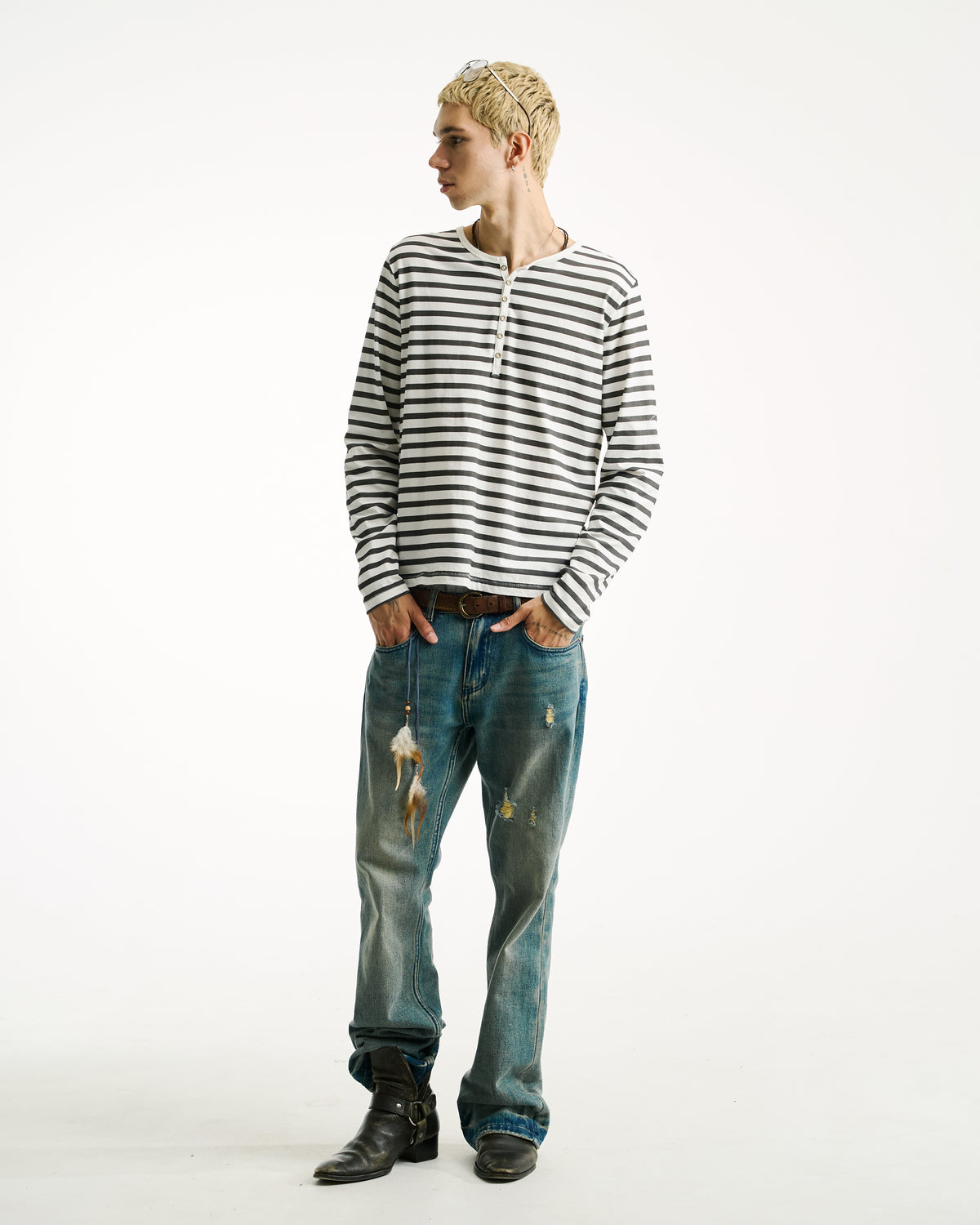 STRIPED HENLEY [B/W]