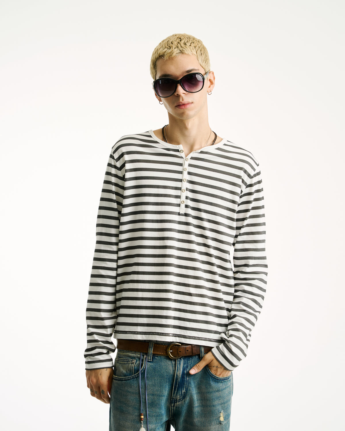 STRIPED HENLEY [B/W]