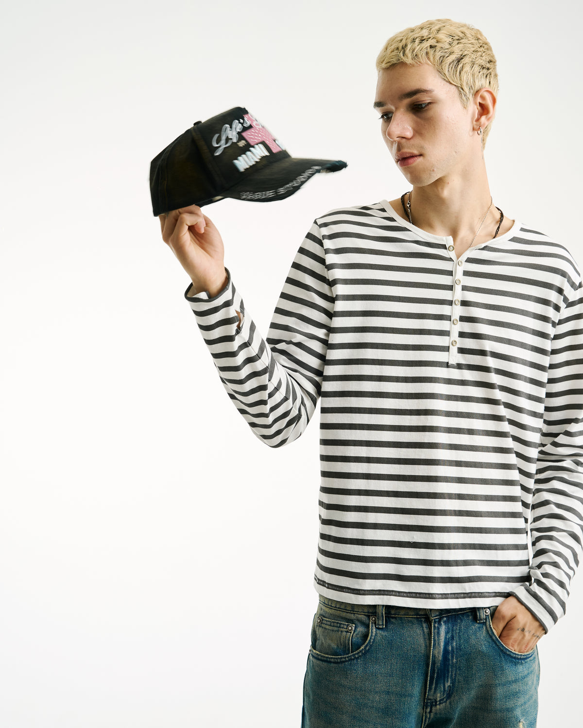 STRIPED HENLEY [B/W]