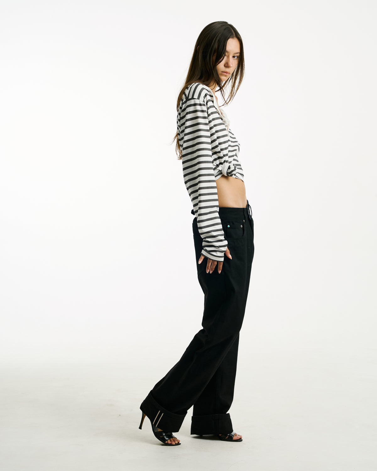 Selvedge Cigarette Bootcut Denim Black by Vague Studios – unisex jeans, view 7 of 14