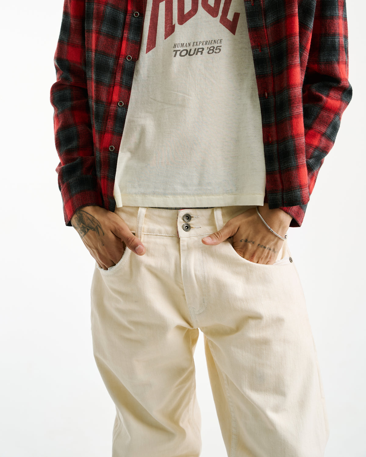 Cigarette Bootcut Denim Off White by Vague Studios – unisex jeans, view 8 of 14