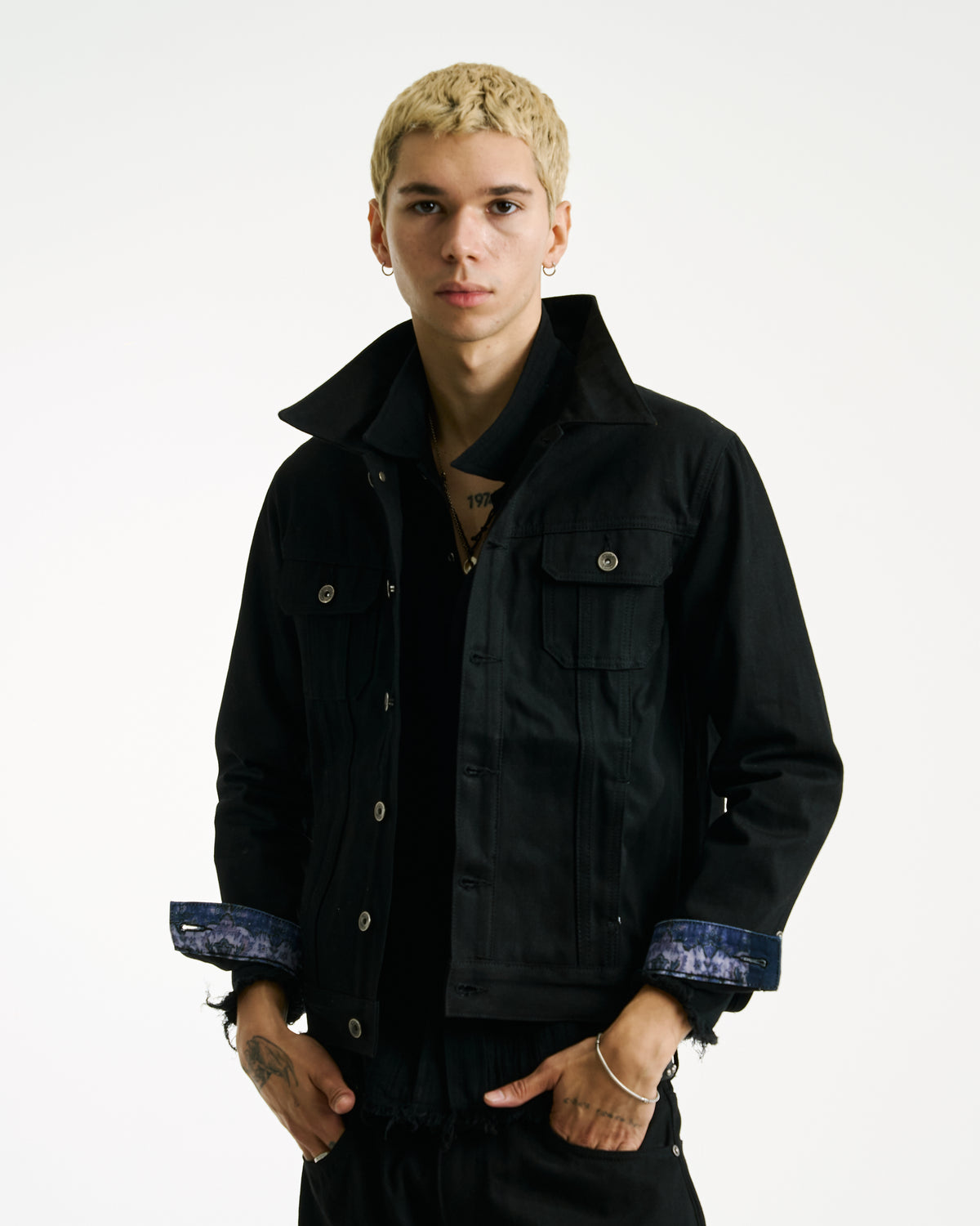 Hollywood Selvedge Denim Jacket Black by Vague Studios – unisex denim jacket, view 6 of 12