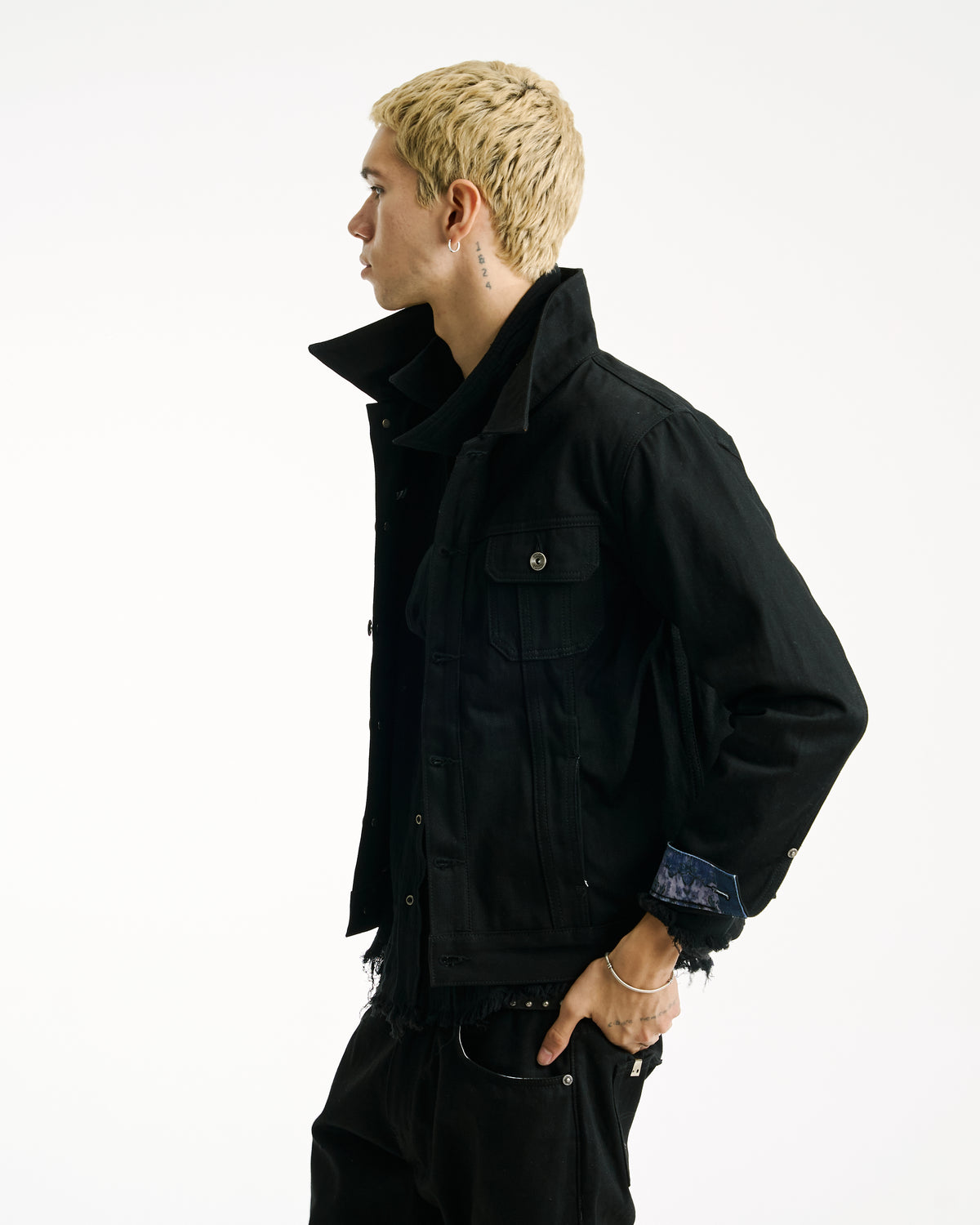Hollywood Selvedge Denim Jacket Black by Vague Studios – unisex denim jacket, view 5 of 12