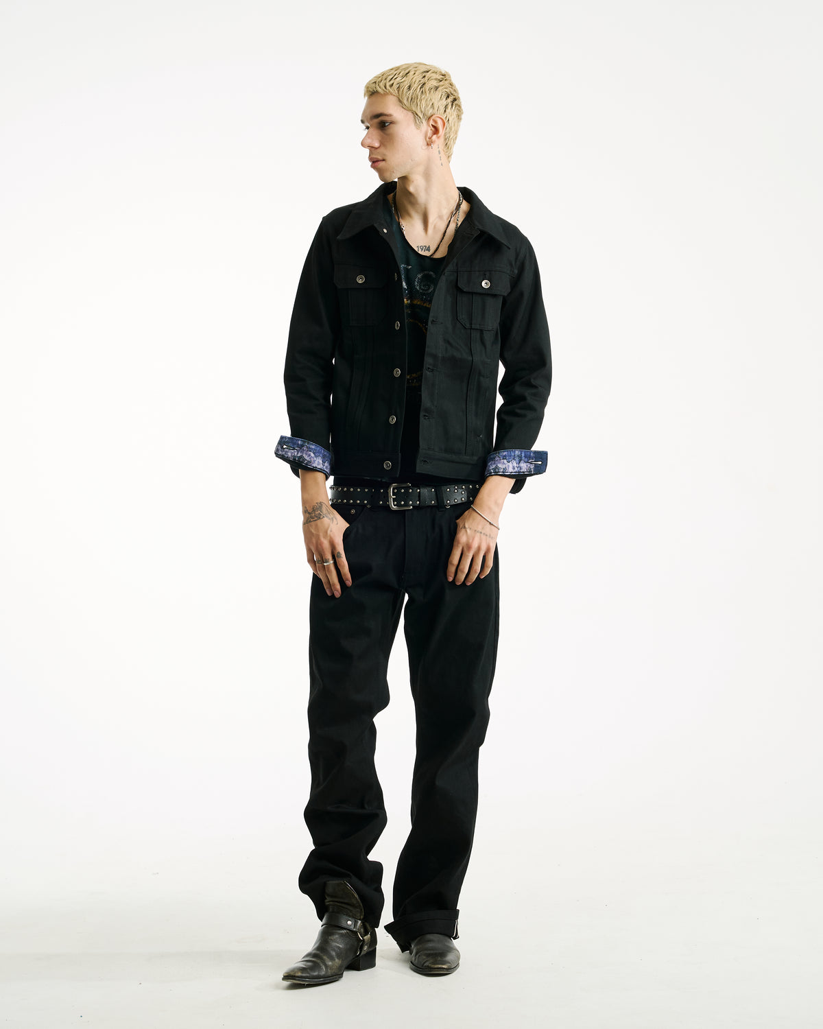 Hollywood Selvedge Denim Jacket Black by Vague Studios – unisex denim jacket, view 7 of 12
