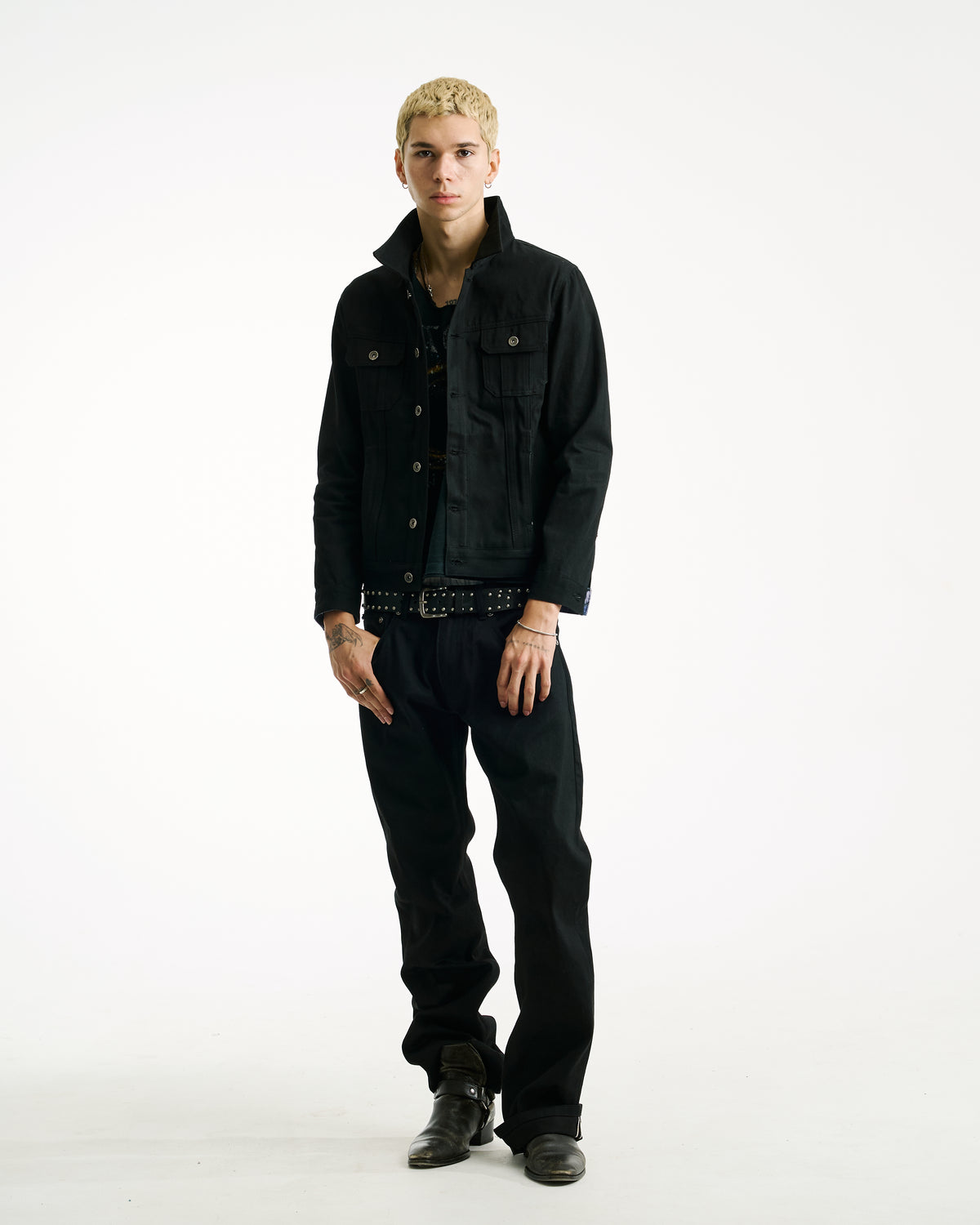 Hollywood Selvedge Denim Jacket Black by Vague Studios – unisex denim jacket, view 4 of 12