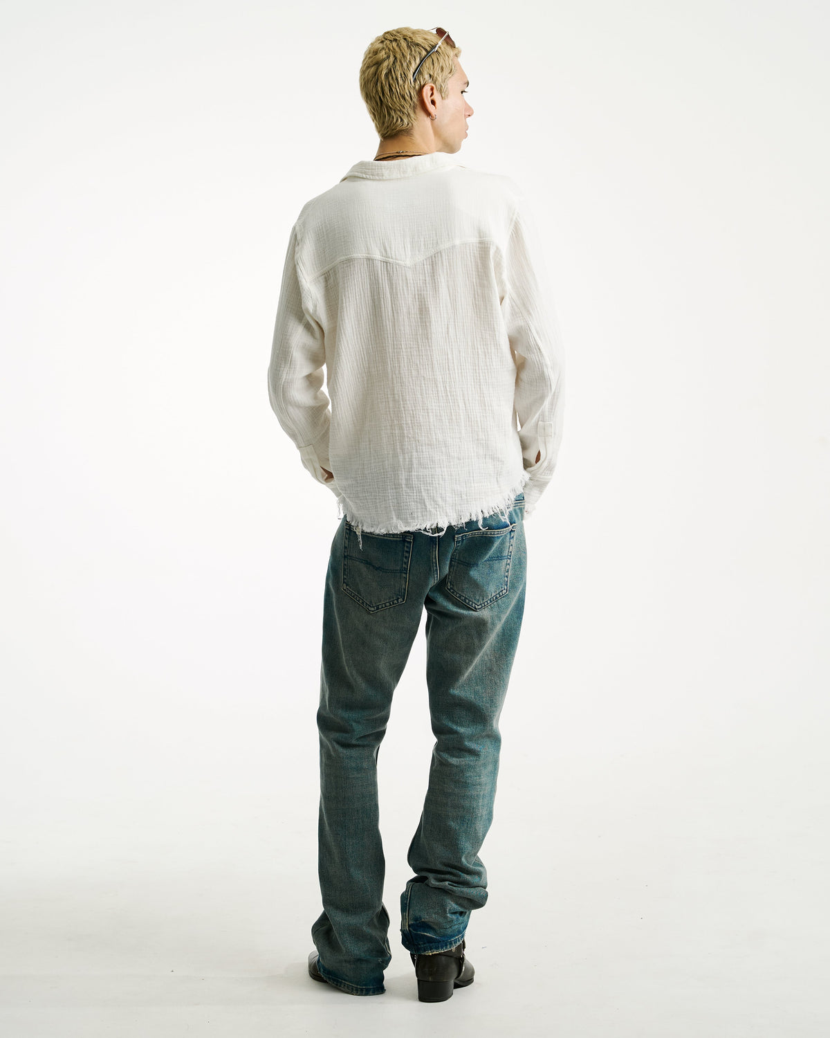 GAUZE BUTTON-UP [WHITE]