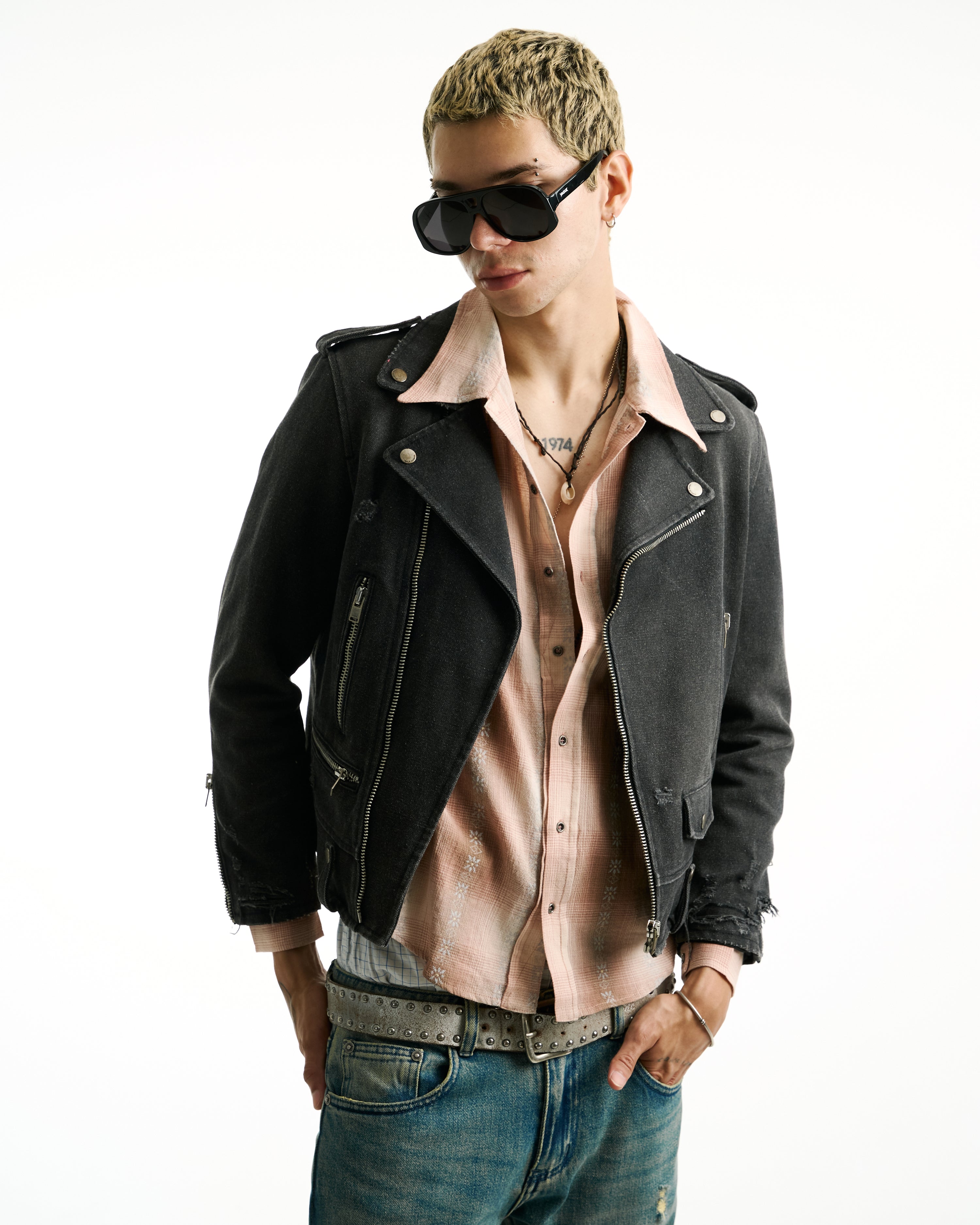 CANVAS BIKER JACKET [SUNBEAT]