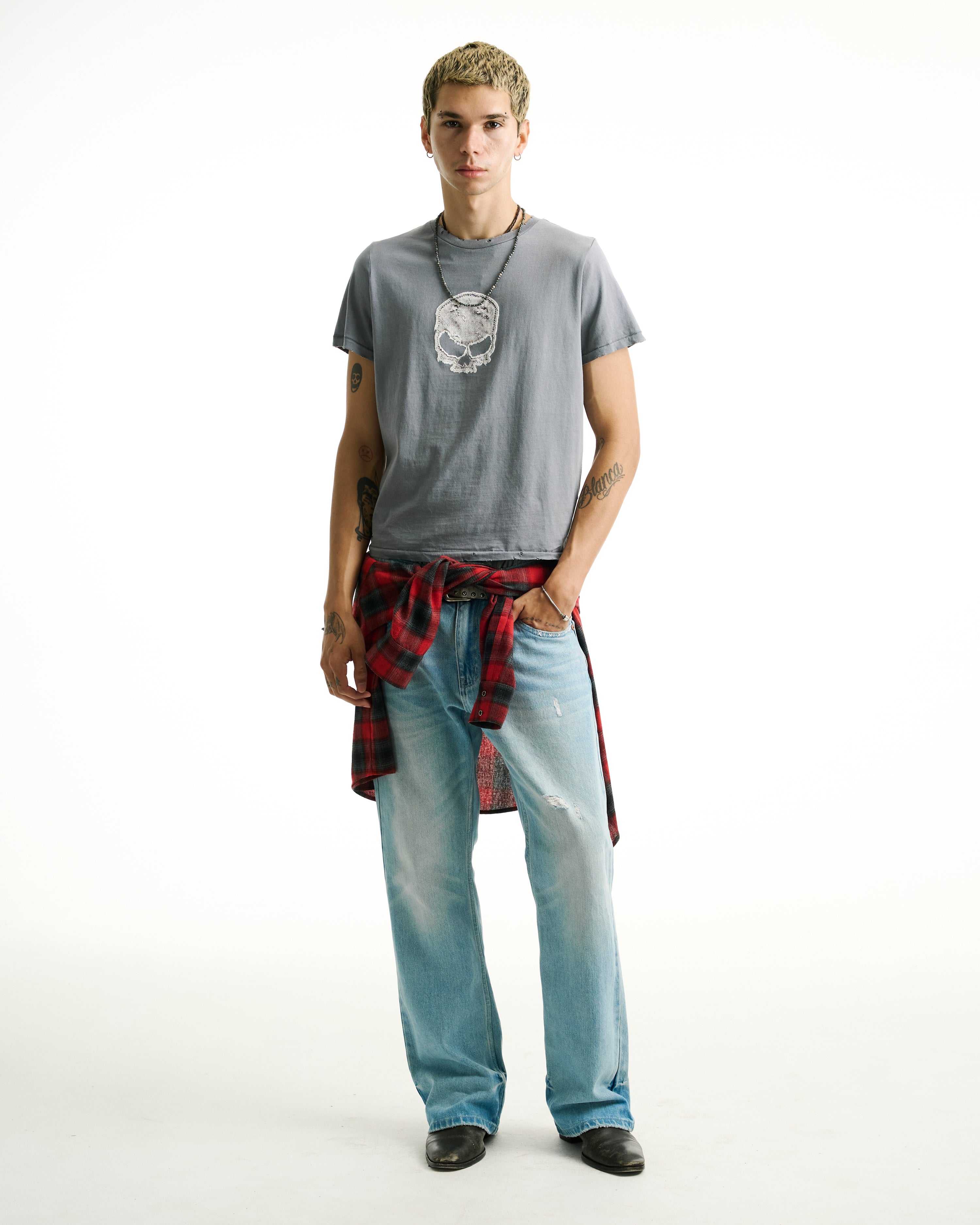 SKULL TEE [SUNBEAT GREY]