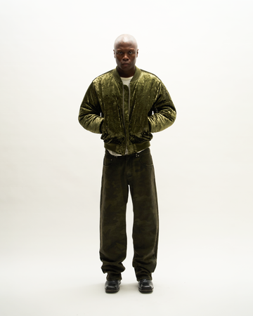 CRUSHED VELVET BOMBER [MILITARY] – VAGUE Studios