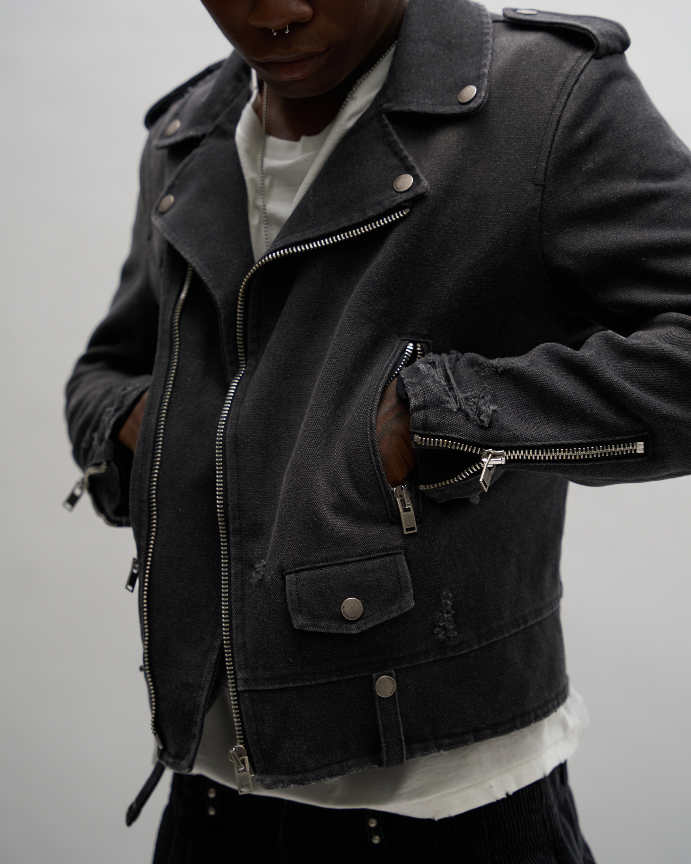 CANVAS BIKER JACKET [SUNBEAT]