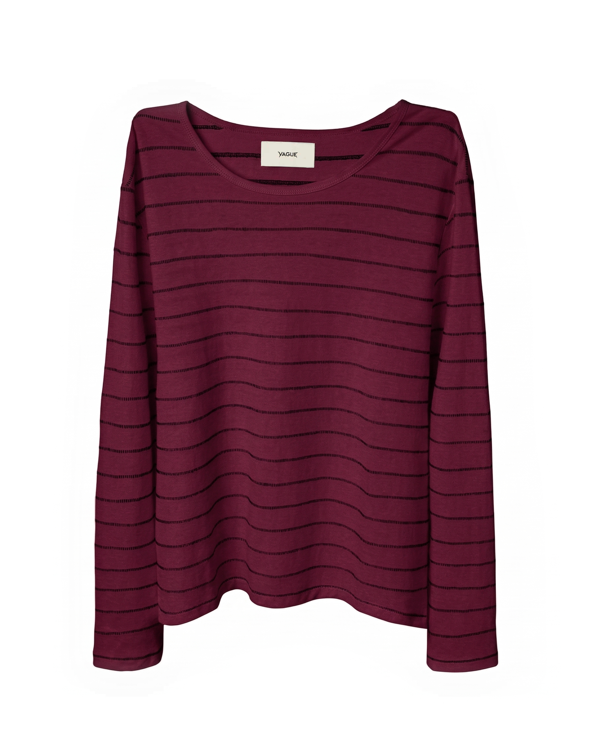 SINGLE STITCH STRIPED LONG SLEEVE [PLUM]