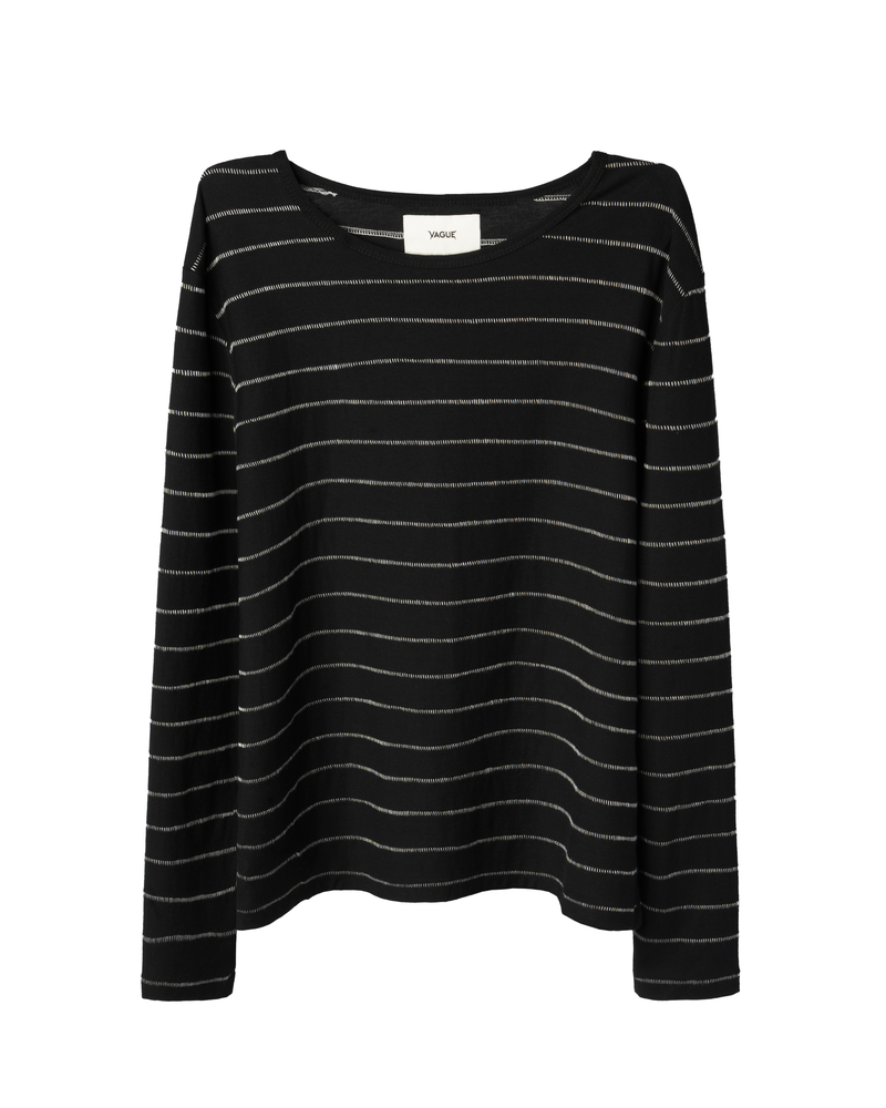 SINGLE STITCH STRIPED LONG SLEEVE [BLACK]