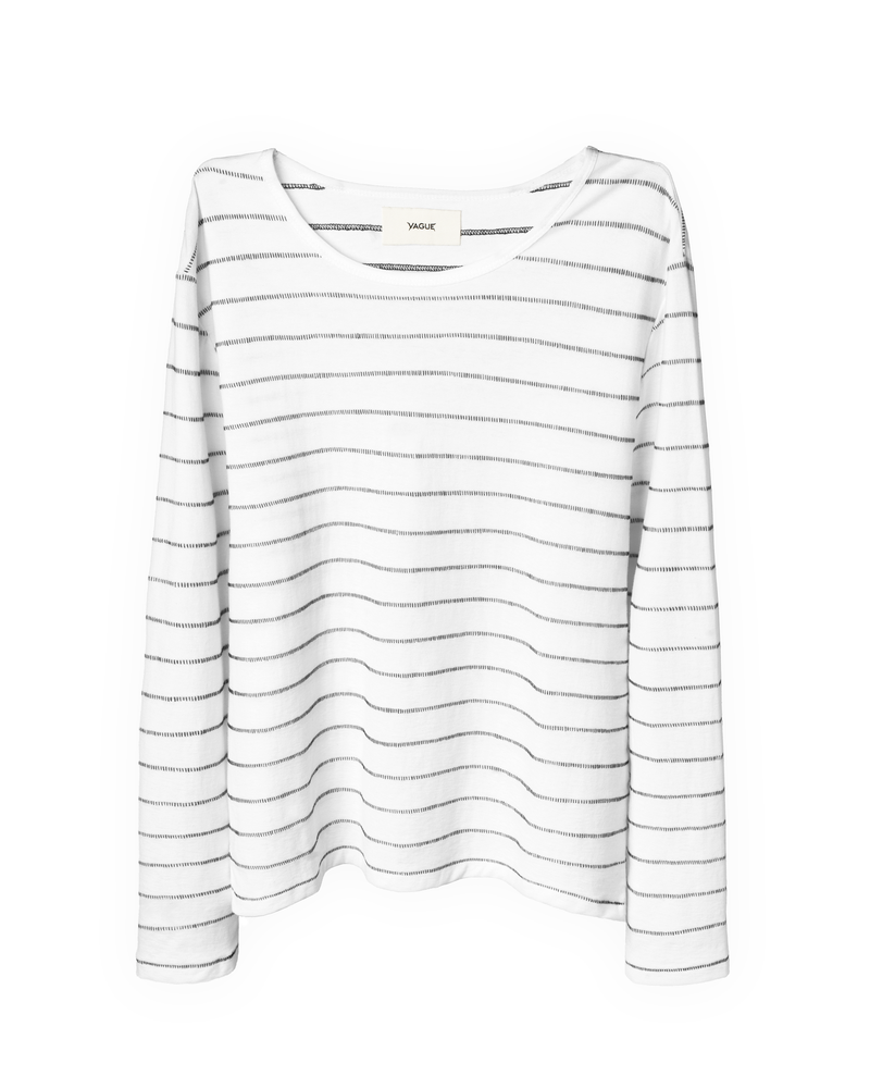 SINGLE STITCH STRIPED LONG SLEEVE [WHITE]