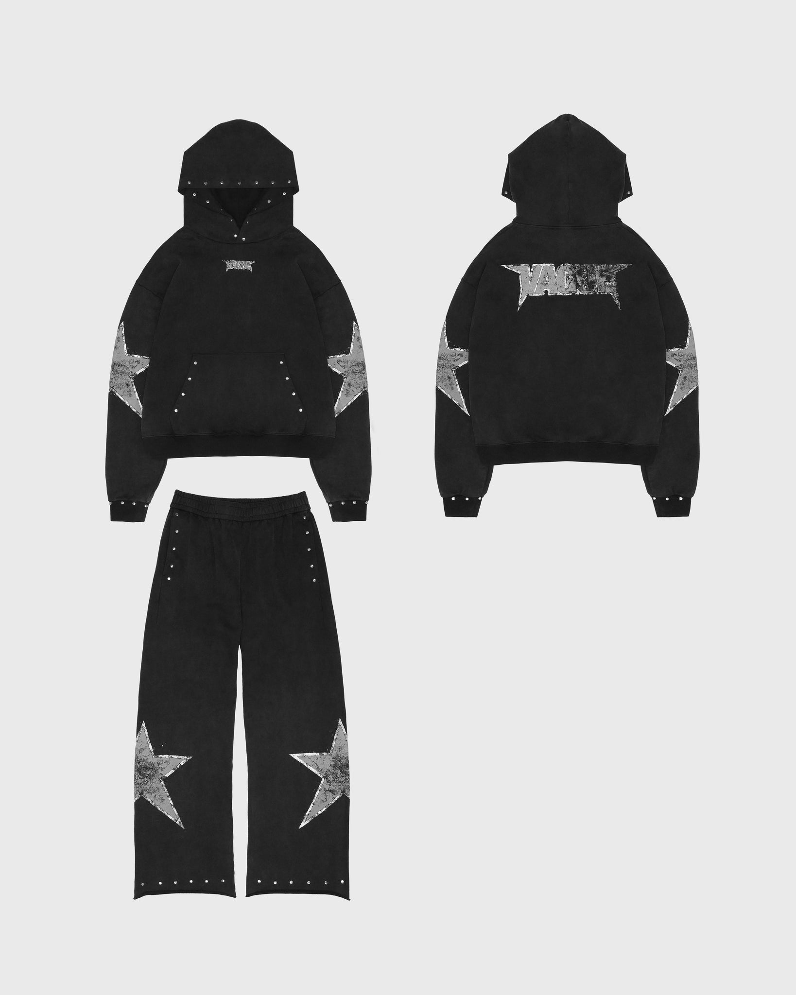 STAR STUDDED HOODIE [BLACK]