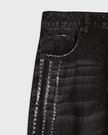 【^._.^】 S tethered long denim black theredthread S tethered long denim black