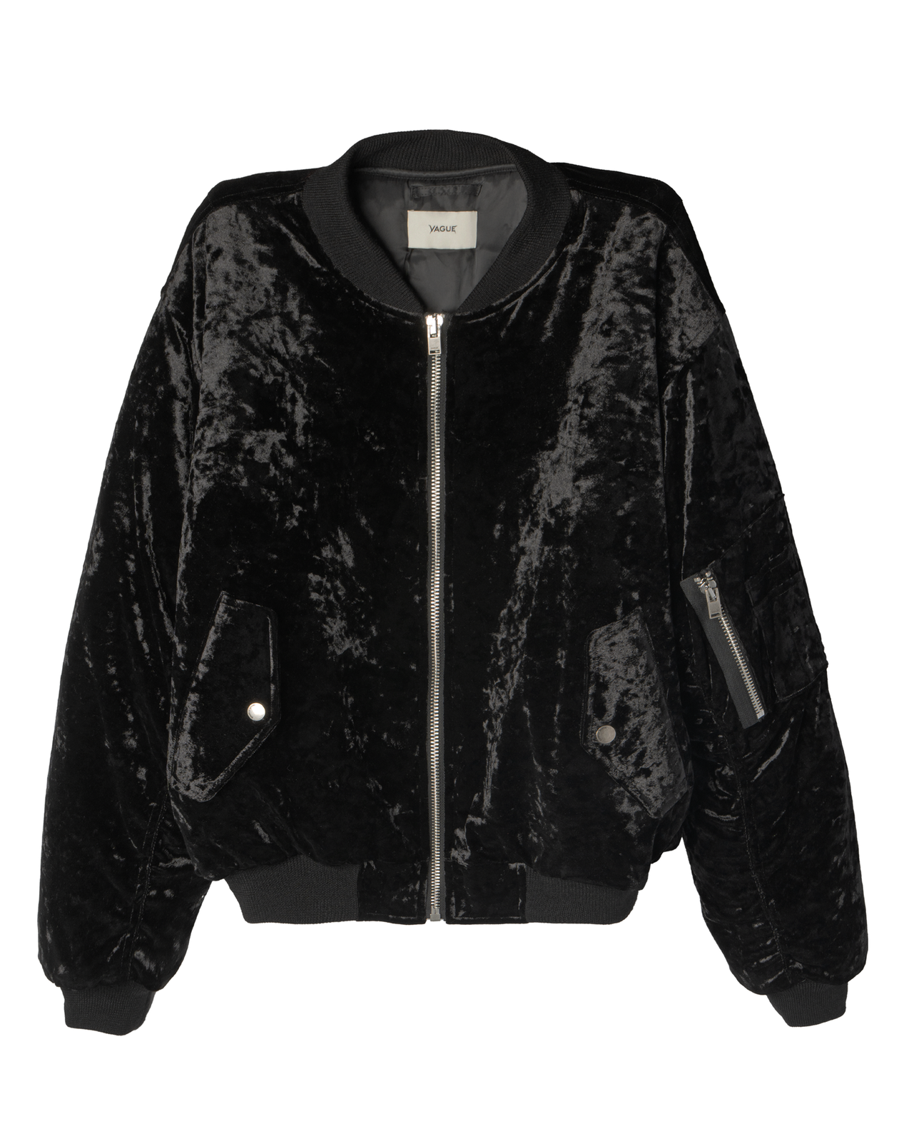 CRUSHED VELVET BOMBER [BLACK] – VAGUE Studios
