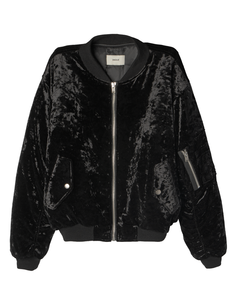 CRUSHED VELVET BOMBER [BLACK]